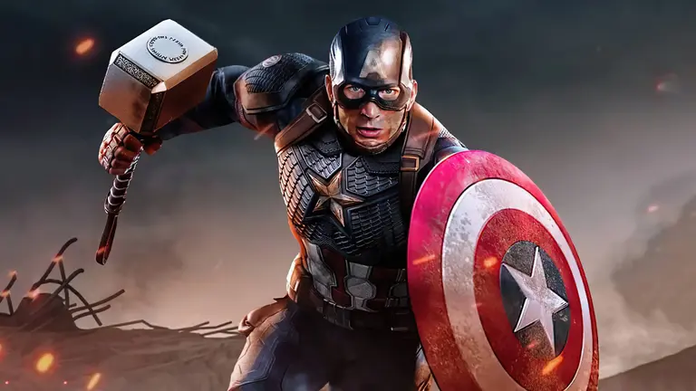 Captain America Lifting Thors Hammer
