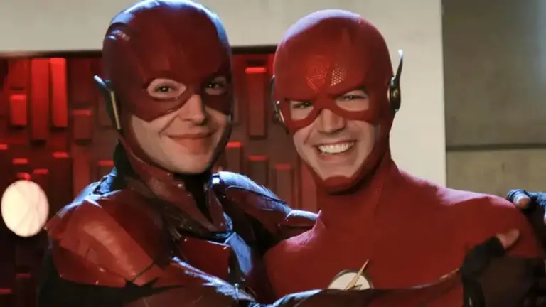 Grant Gustin and Ezra Miller in The Flash